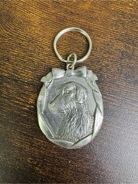 Vintage Silver-Tone Dog Profile Key Chain